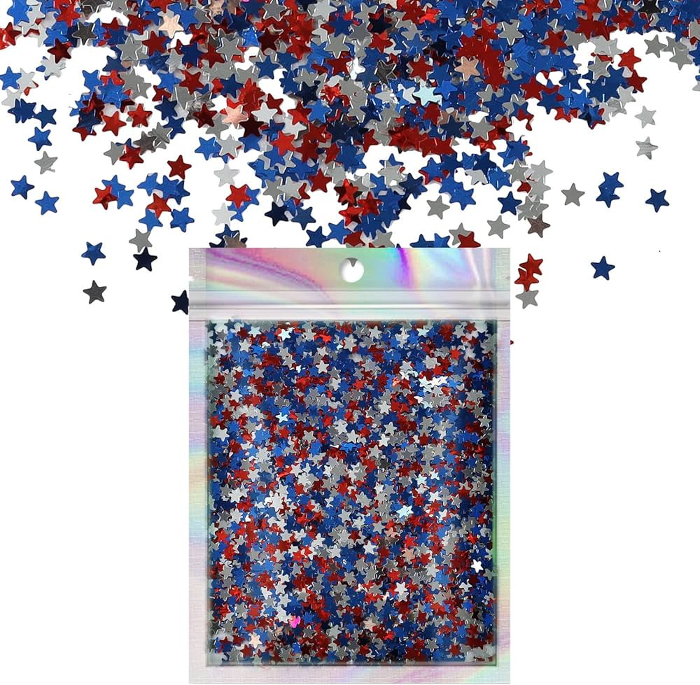 Renfio 1.75 Oz 50g USA Confetti Glitter Micro Five-Pointed Star Shape Shiny Glitters Resin Sparkl... | Amazon (US)