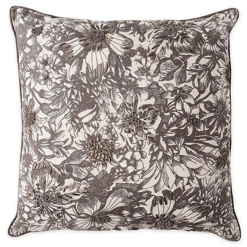 Plow & Hearth Embroidered Rare Botanical Illustration Floral Throw Pillow | Target