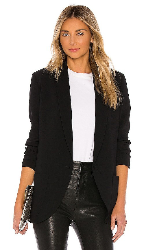 Amanda Uprichard Shawl Collar Blazer in Black. - size M | Revolve Clothing (Global)