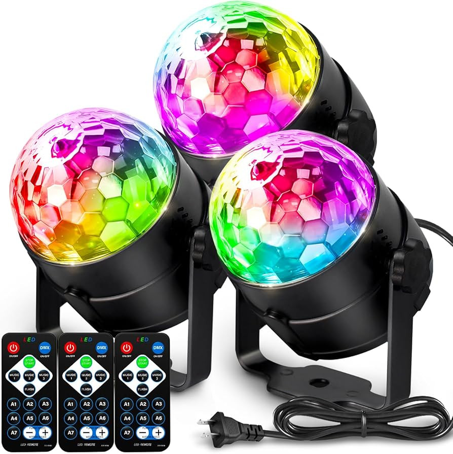 [3-Pack] NEQUARE Disco Ball Party Lights-7 Colors DJ Disco Lights Led Strobe Lights Sound Activat... | Amazon (CA)