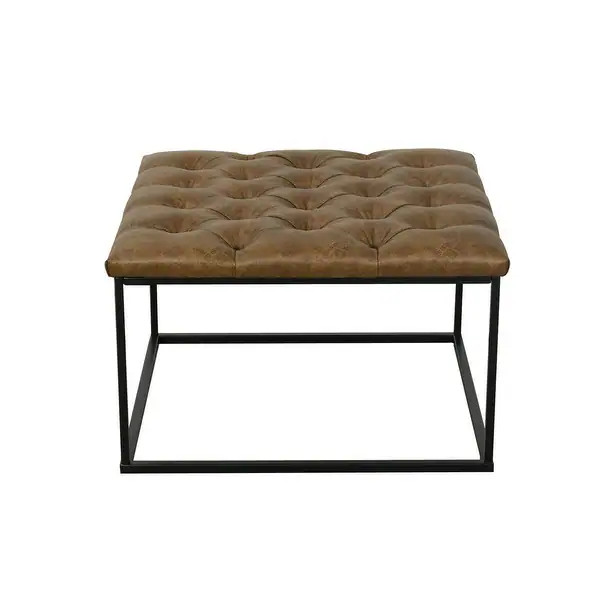 HomePop Draper Button-tufted Brown Ottoman | Bed Bath & Beyond