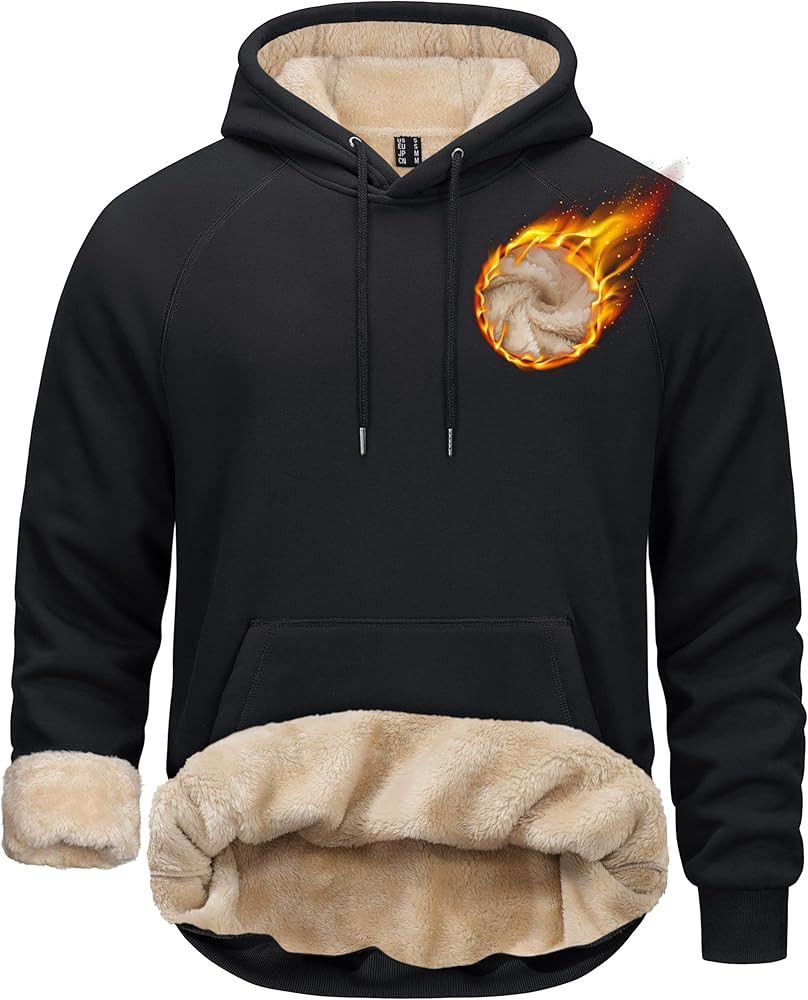 TACVASEN Men's Sherpa Lined Hoodies Pullover Midweight Fleece Winter Warm Athletic Sweatshirts wi... | Amazon (US)