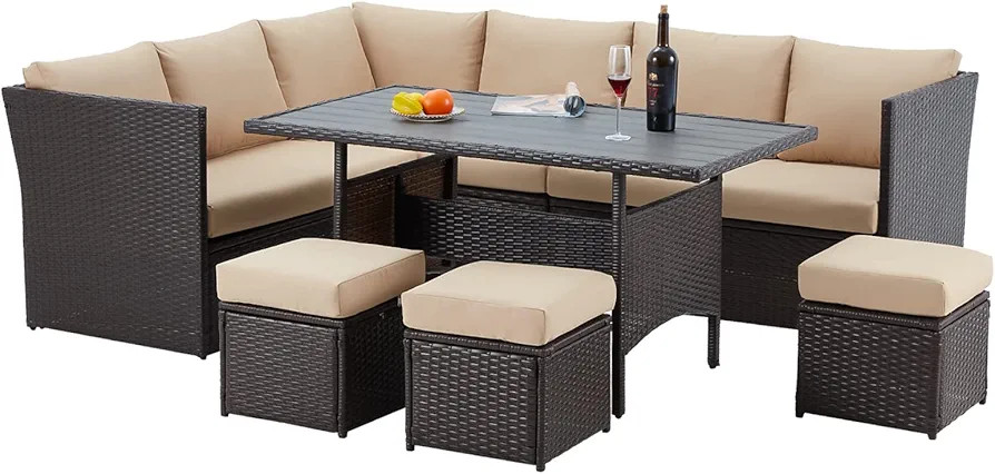 U-MAX 7 Pieces Patio Furniture Set Outdoor Sectional Sofa Conversation Set All Weather Wicker Rat... | Amazon (US)
