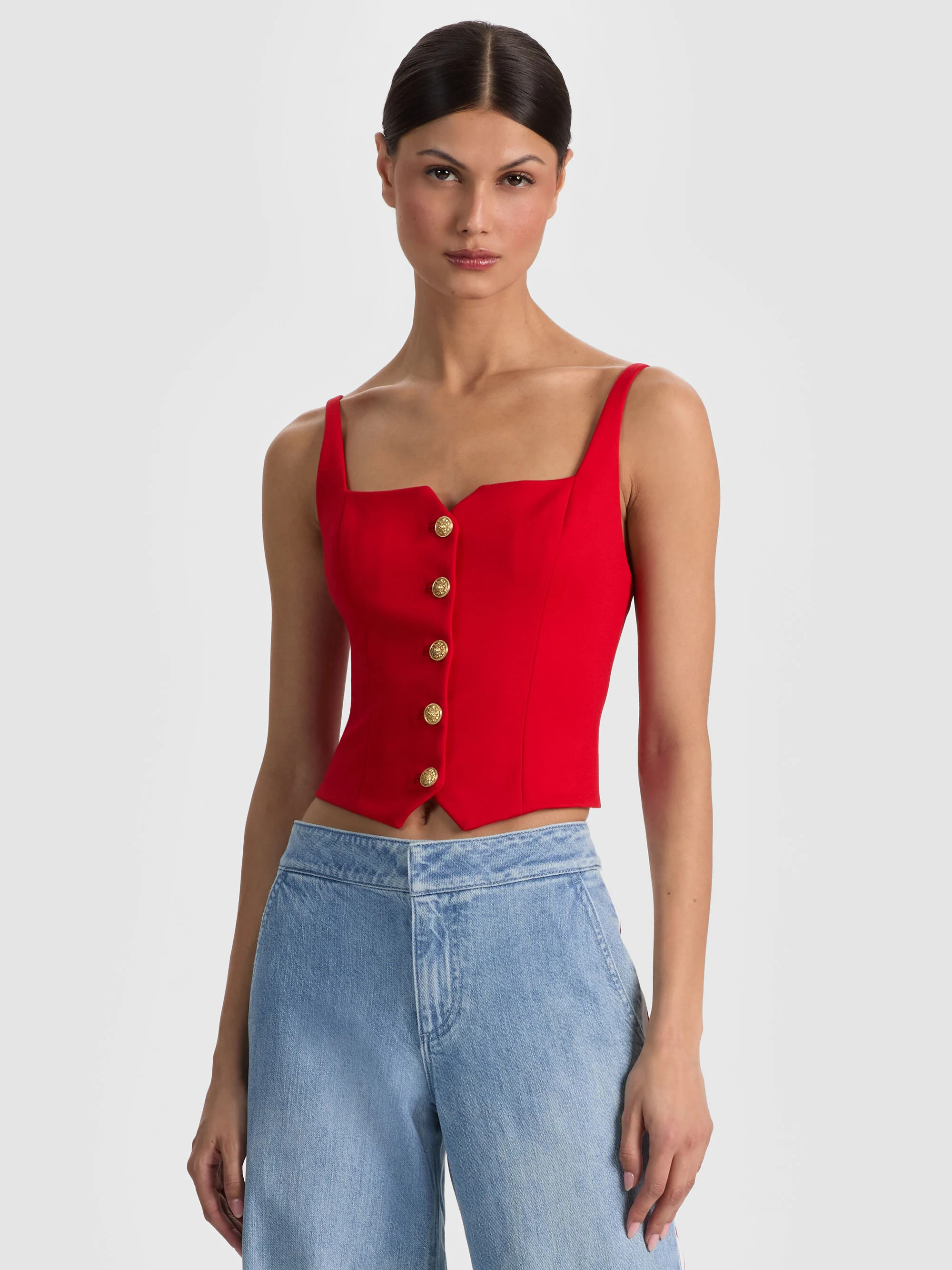 KELCEY BUTTON FRONT TOP | Alice + Olivia