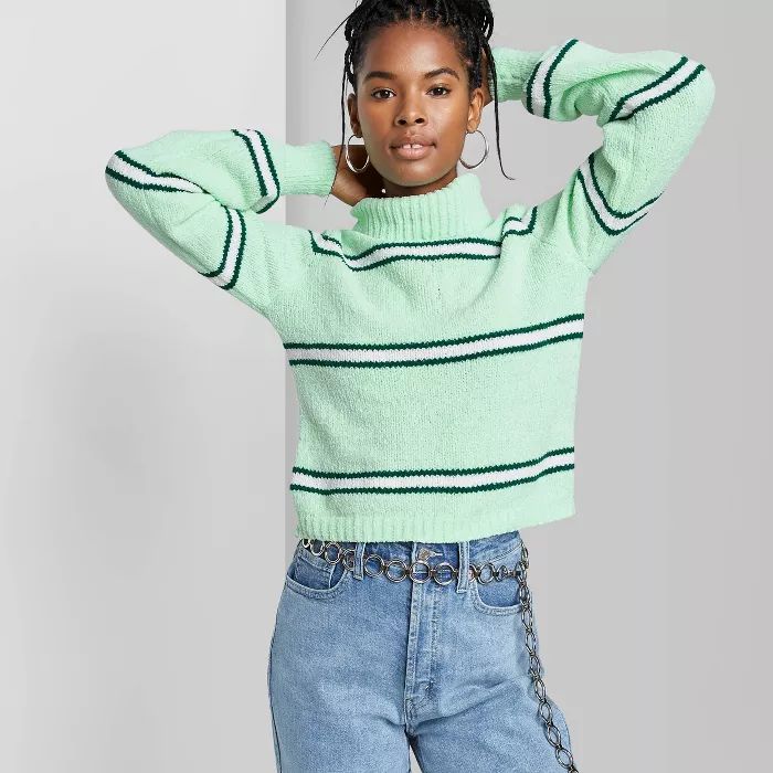 Women's Striped Turtleneck Pullover Sweater - Wild Fable™ | Target