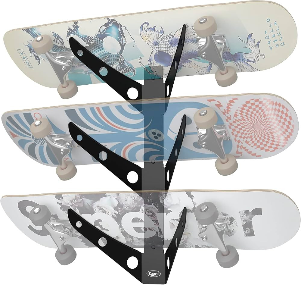 Koova Skateboard Wall Mount Rack Holder | Creative Deck Display | Home or Garage Longboard Storag... | Amazon (US)
