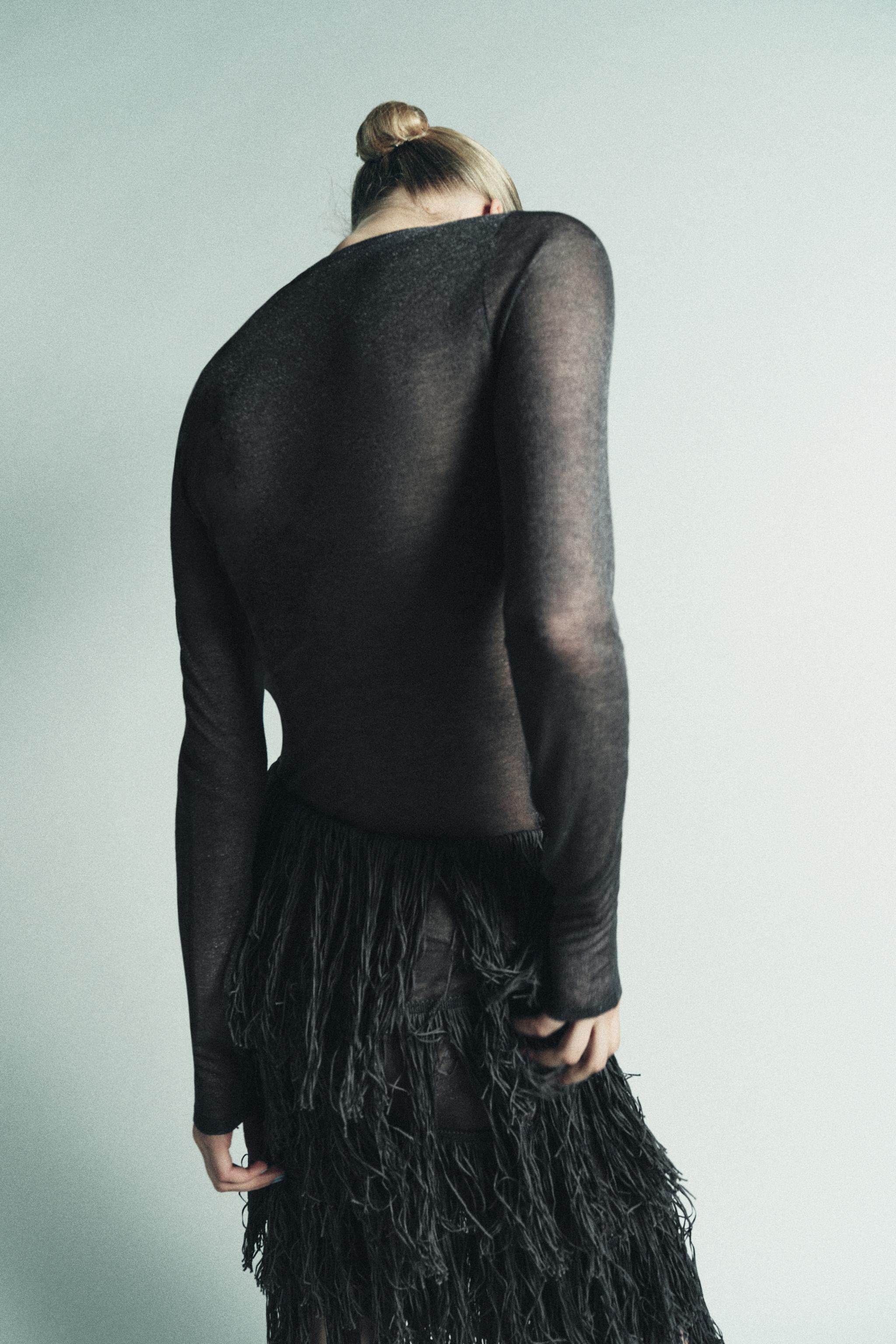 METALLIC THREAD KNIT DRESS WITH FRINGING | Zara UK