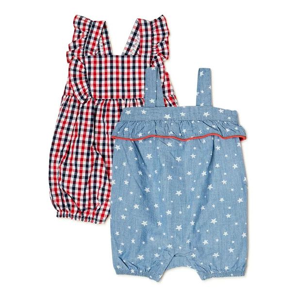 Americana Baby Girl Rompers, 2-Pack, Sizes 0/3 Months-24 Months | Walmart (US)
