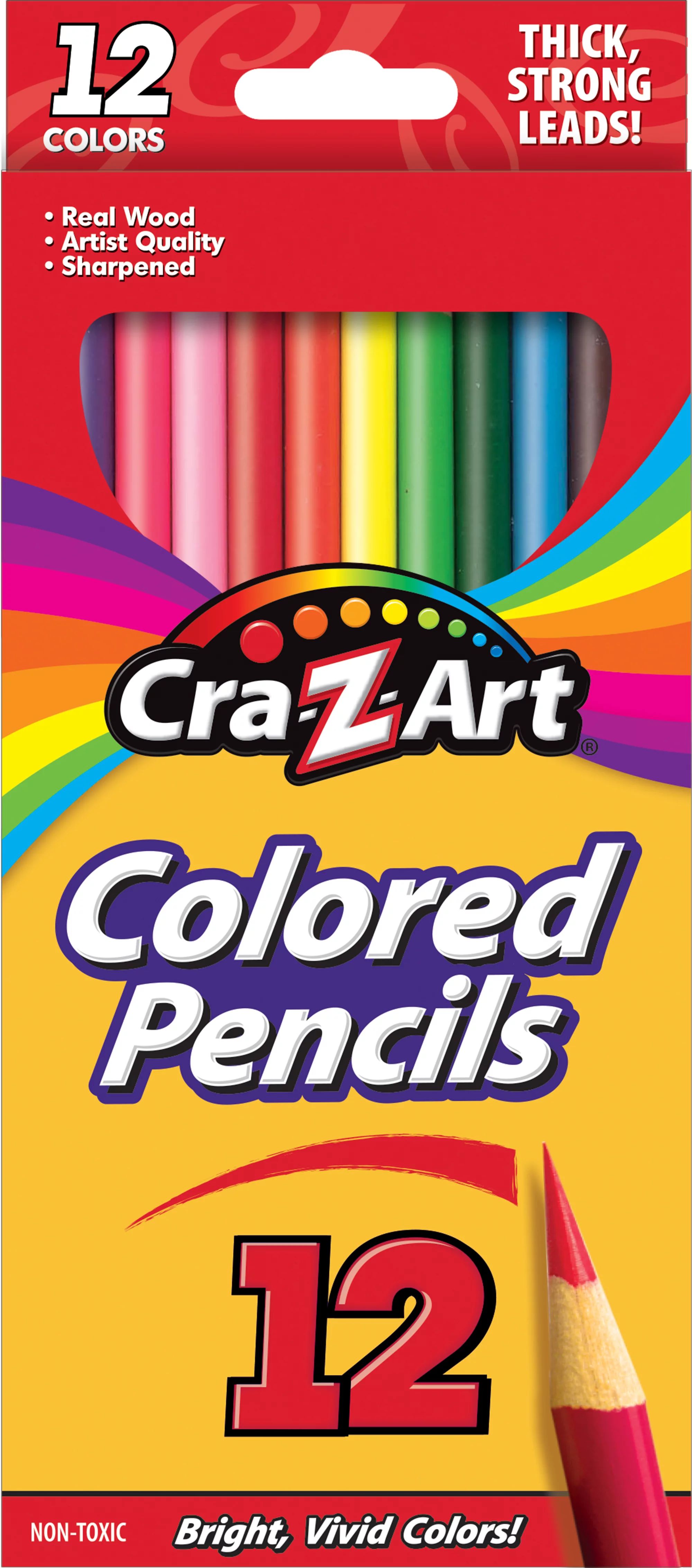 Cra-Z-Art Real Wood, Pre-sharpened Strong Colored Pencils, 12 Count | Walmart (US)