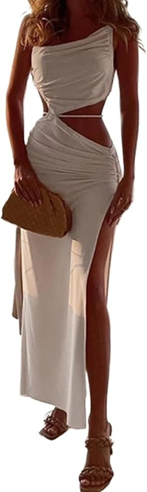 Women's Dresses Backless Summer Beach Casual Hollow Tie Up Slip Dress Low Cut Sleeveless Slim-fit... | Amazon (US)