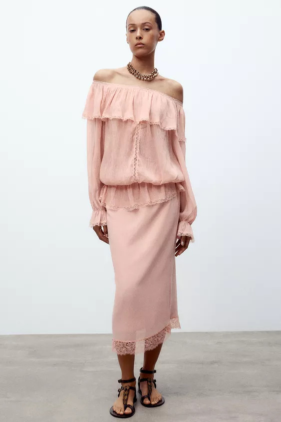 LACE MIDI SKIRT | Zara UK