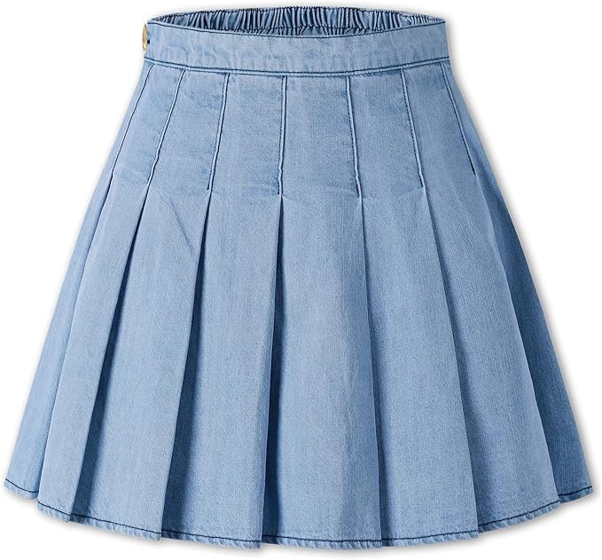 SANGTREE Women Girls Pleated Skirts with Shorts, Elastic Waist Uniform Plus Size Tennis Casual Sk... | Amazon (US)