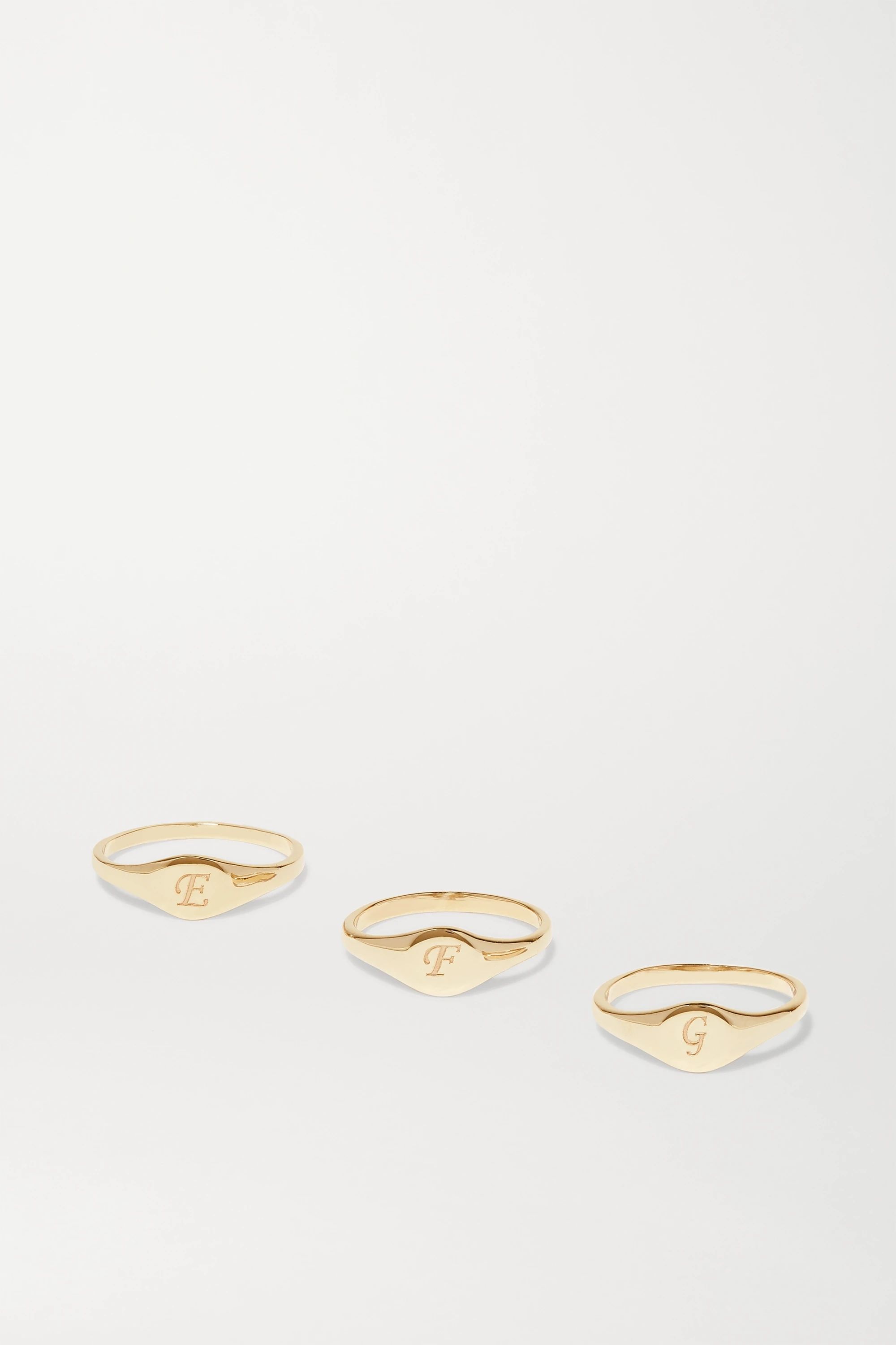 Gold Alphabet Mini Pinky gold ring | STONE AND STRAND | NET-A-PORTER | NET-A-PORTER (US)