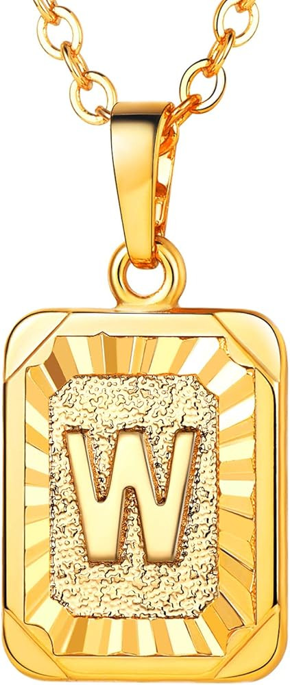 U7 Monogram Necklace A-Z 26 Letters Pendants 18K Gold/Platinum Plated Square Tiny Initial Necklac... | Amazon (US)