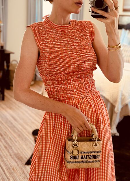 Wearing my new Hunter Bell gingham dress for church and brunch. There is a beautiful bow on the back and it has pockets 🏆
Tagging the cute clear shoes I just ordered to wear this with look as well. 

#LTKWorkwear #LTKParties #LTKOver40