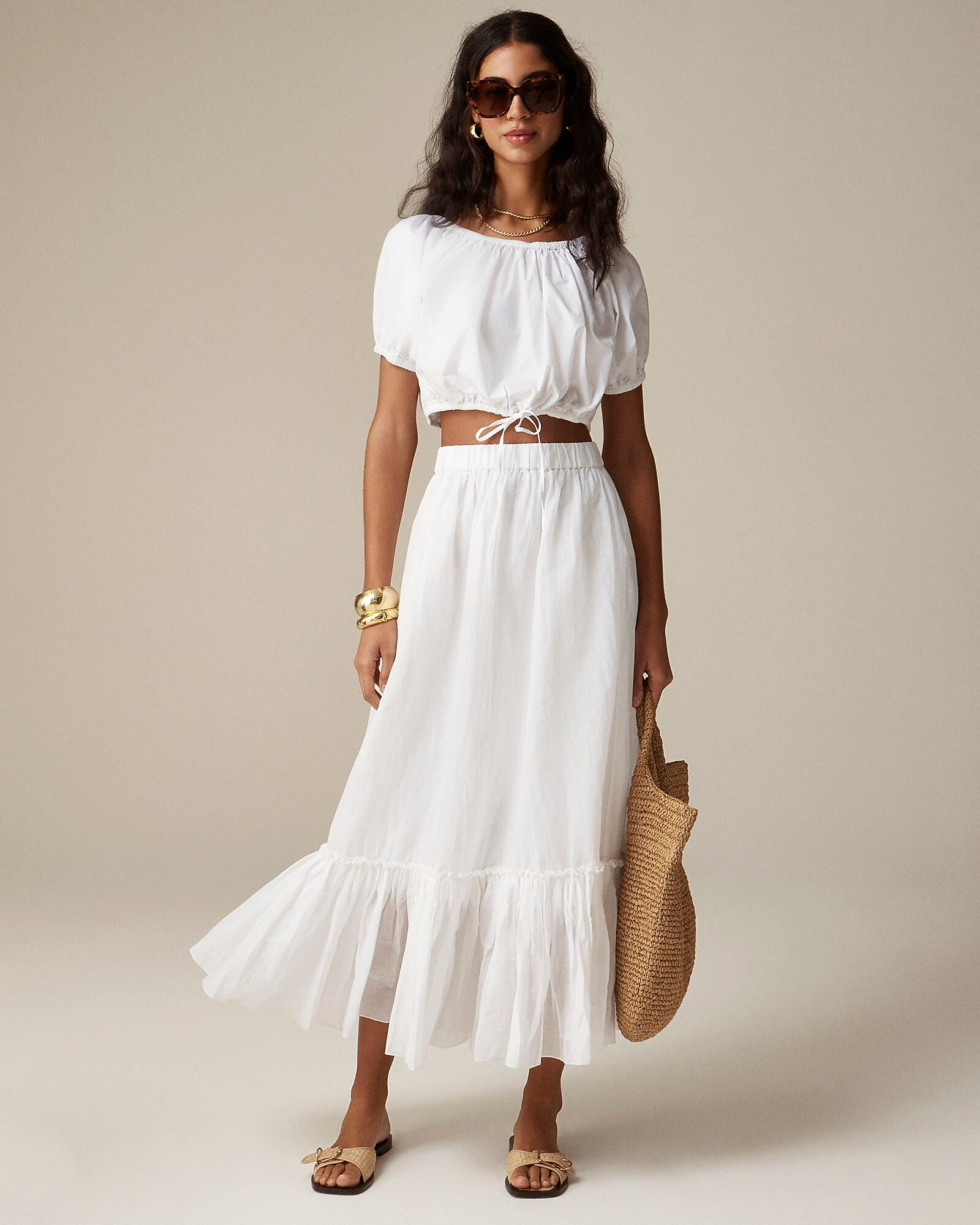 Amelia maxi skirt in crinkle cotton | J. Crew US