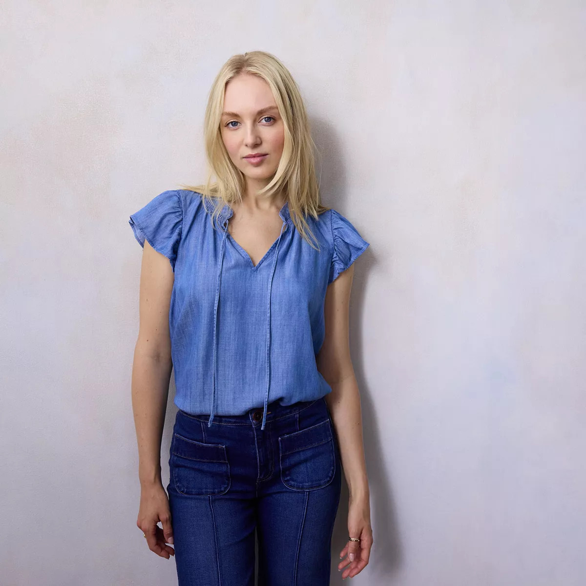 Women's LC Lauren Conrad Tie Front Ruffled V-Neck Shell | Kohl's