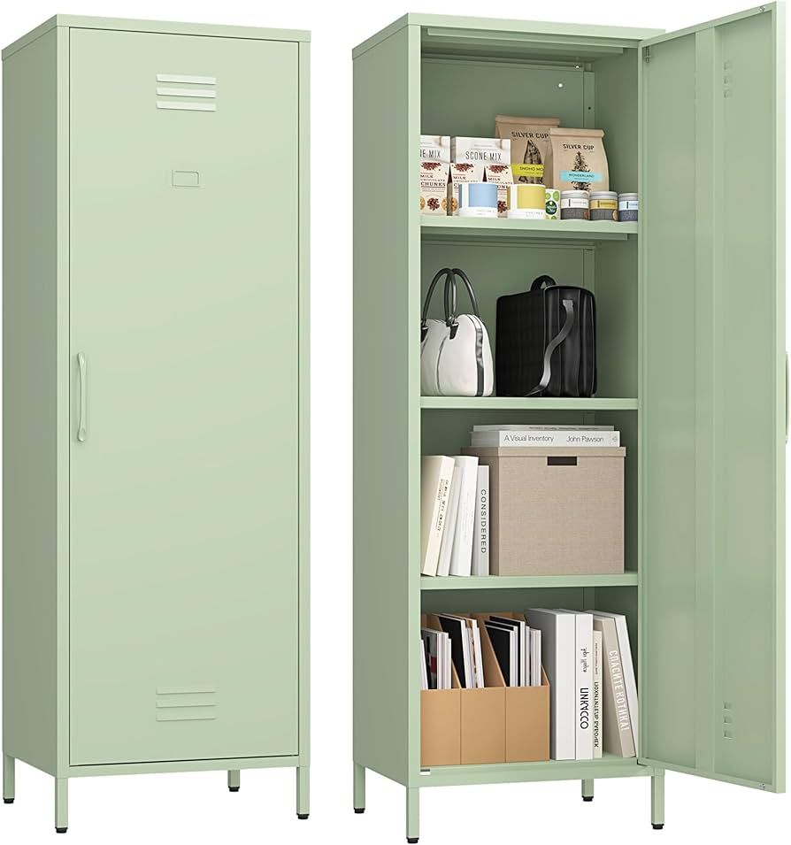 Metal Storage Cabinet, Steel File Locker with 3 Shelves 59.06-inch high for School, Living Room, ... | Amazon (US)