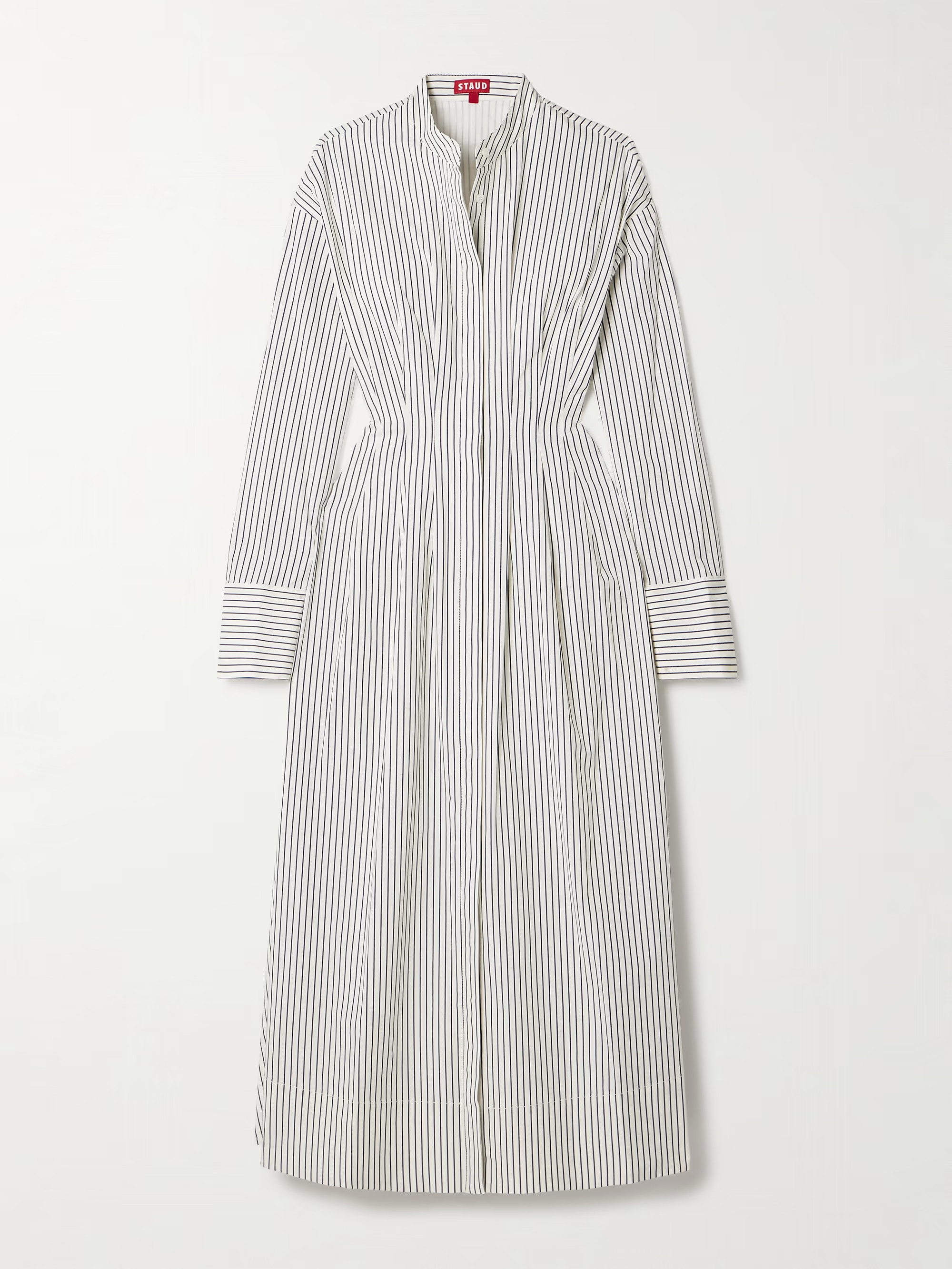 Lorenza pleated striped cotton-blend midi dress | NET-A-PORTER (US)