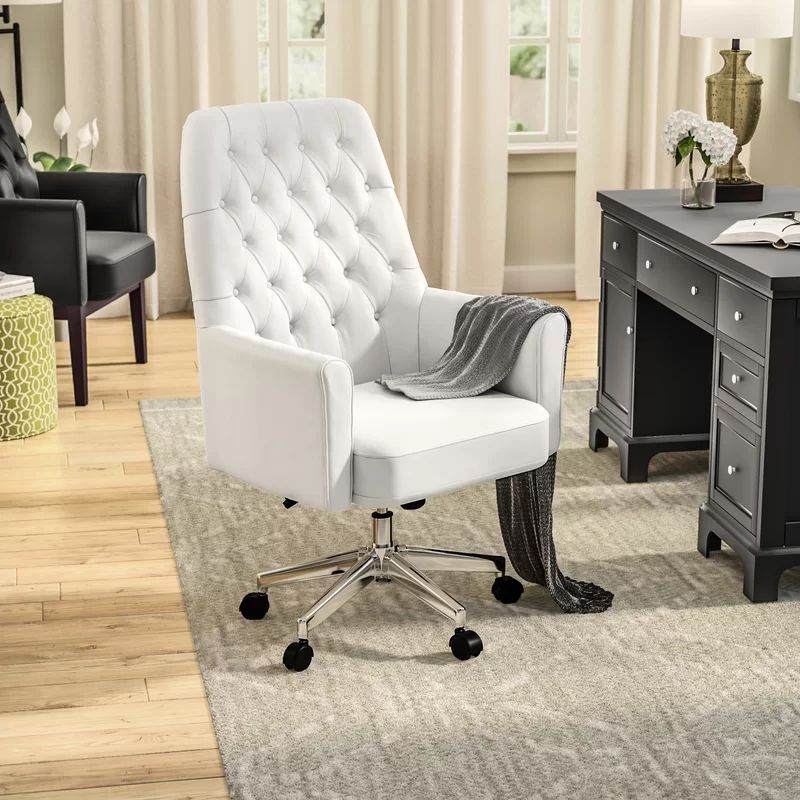 Mid-Back Traditional Tufted Swivel with Arms Executive Chair | Wayfair North America