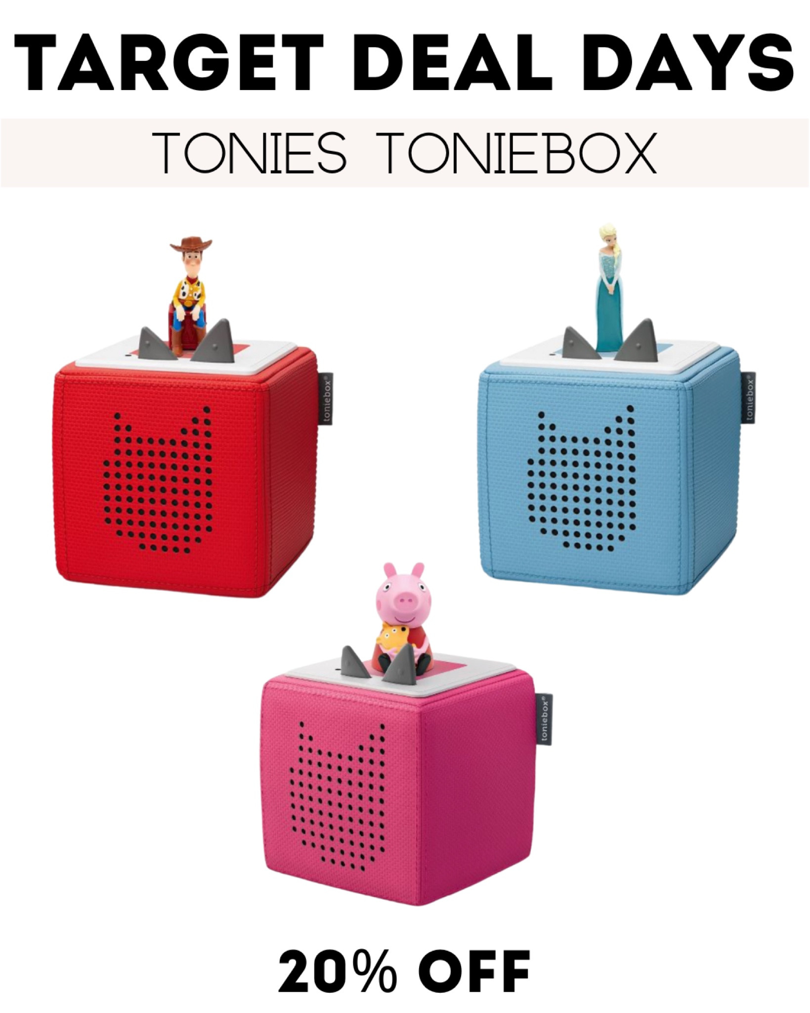 TARGET DEAL DAYS: The popular Tonies TonieBox audio players for kids are on SALE at Target through 10/8! They’re 20% off, making them $79.99! These are PERFECT kid gift ideas for the upcoming holidays! You can add some of the character toppers to their stockings, too! 🎄


#Target #TargetStyle #TargetFinds #TargetTrends #targetdealdays #dealdays #sale #giftidea #giftsforkids #kidsgift #tonies #toniebox #disney #disneygift #disneycharacters #kidschristmasgift #christmas #christmasgift #holidaygifts #musicplayer #storytime



#LTKsalealert #LTKHoliday #LTKkids