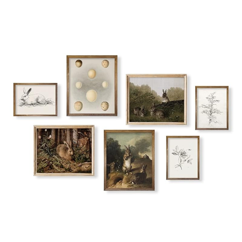 Vintage Rabbit Poster Print - Spring Easter Bunny Wall Art - Modern Farmhouse Easter Eggs Decorat... | Amazon (US)