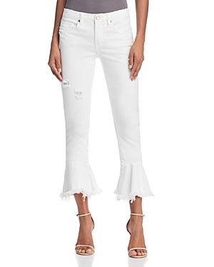 Blanknyc Ruffle-Hem Distressed Skinny Jeans in Great White | Bloomingdale's (US)