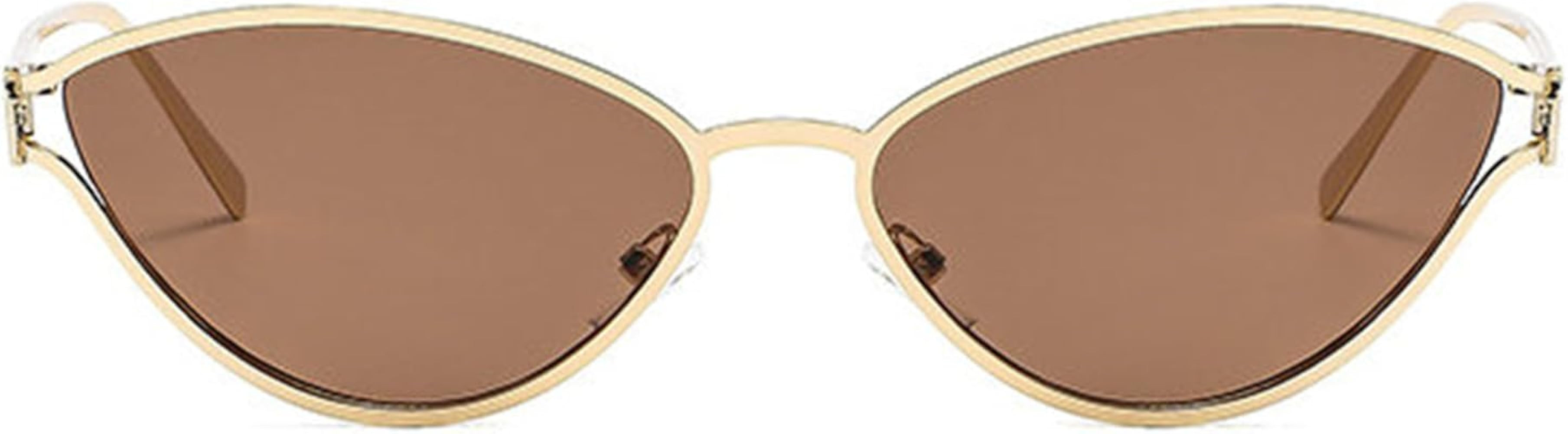 willochra Cat Eye Sunglasses Women Metal Triangle Sun glasses Fashion Lady Oval Shades UV400 Cham... | Amazon (US)