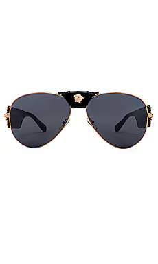 VERSACE Barocco Aviator in Black & Grey Mirror from Revolve.com | Revolve Clothing (Global)