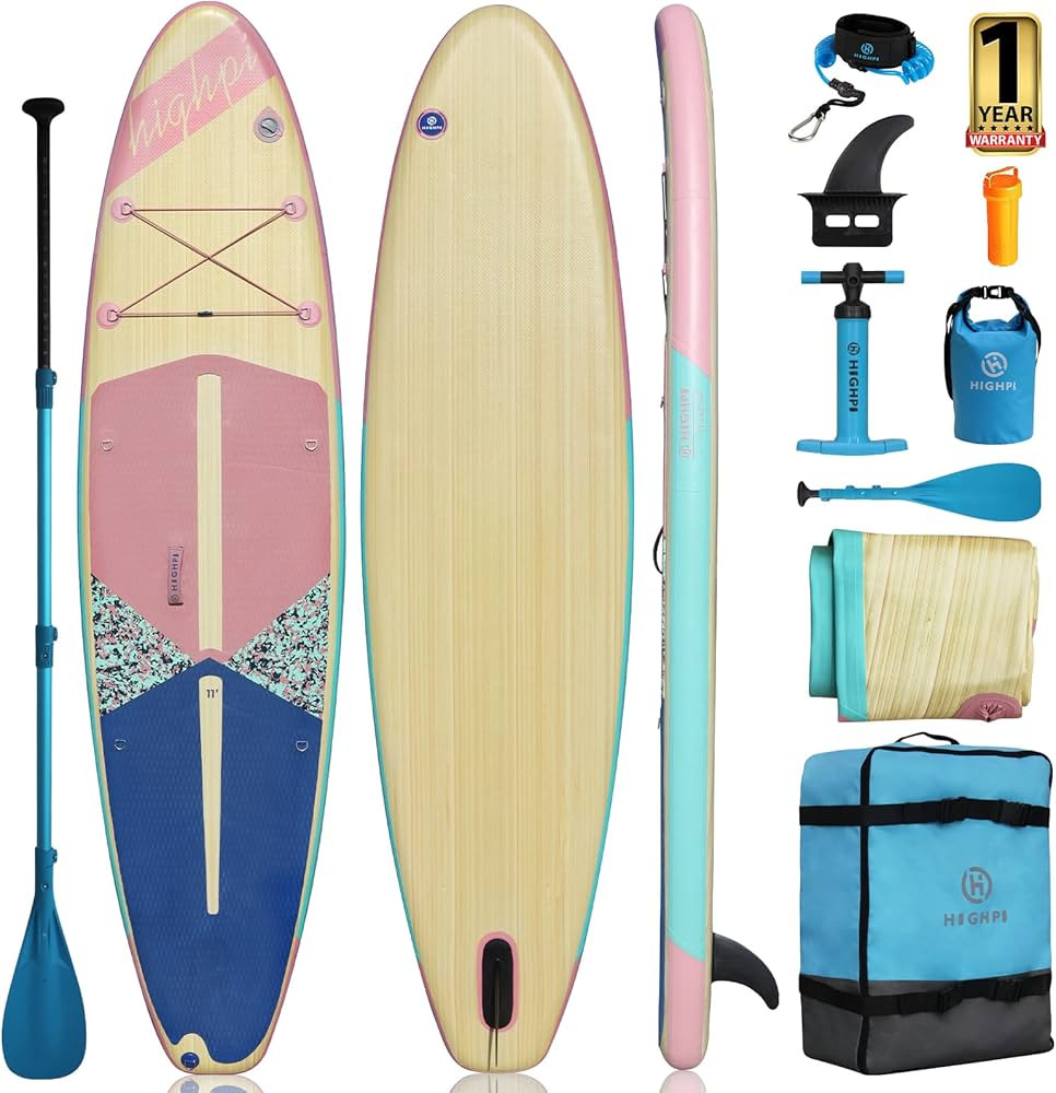 Highpi Inflatable Stand Up Paddle Board 11'x33''x6''W Premium SUP Accessories, Backpack, Wide Sta... | Amazon (US)