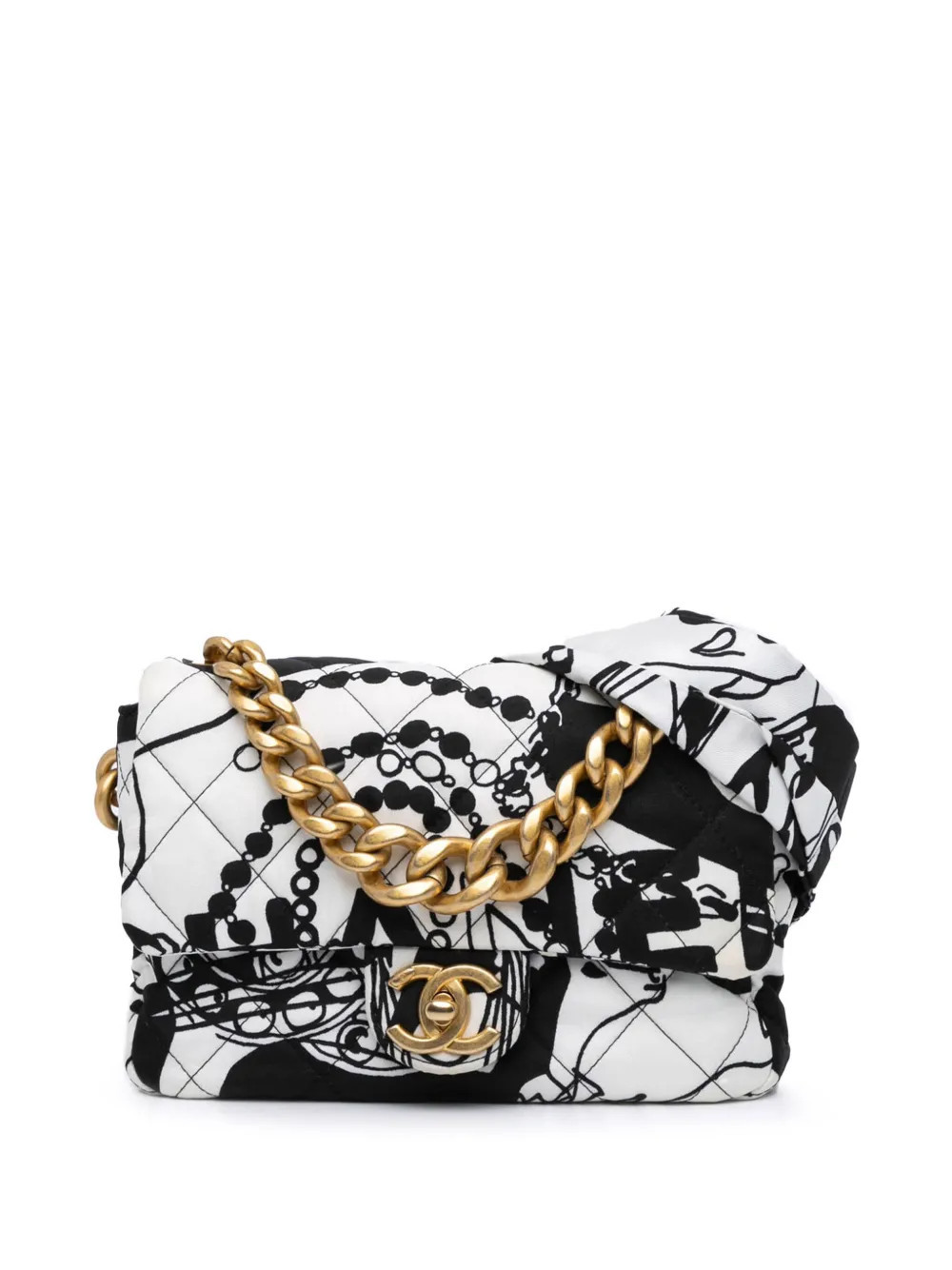 CHANEL Pre-Owned 2021-2024 Mini Printed Canvas Deer Coco Flap satchel - Black | Farfetch Global