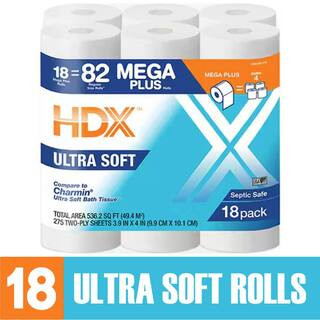 HDX Ultra-Soft Toilet Paper (18-Rolls, 275-Sheets) 37123 - The Home Depot | The Home Depot