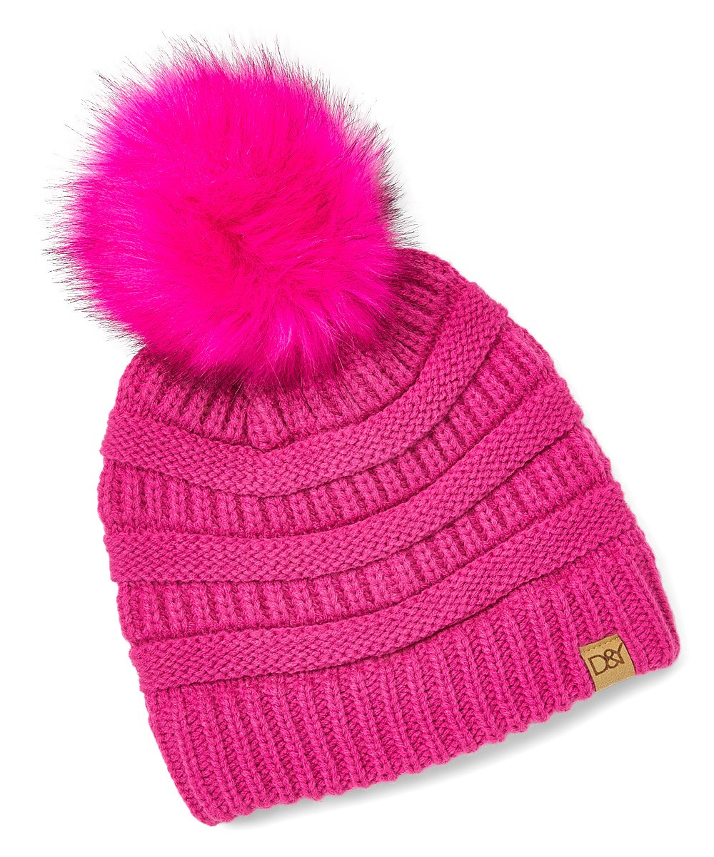 David & Young Women's Beanies Hot - Hot Pink Pom-Pom Beanie - Women | Zulily