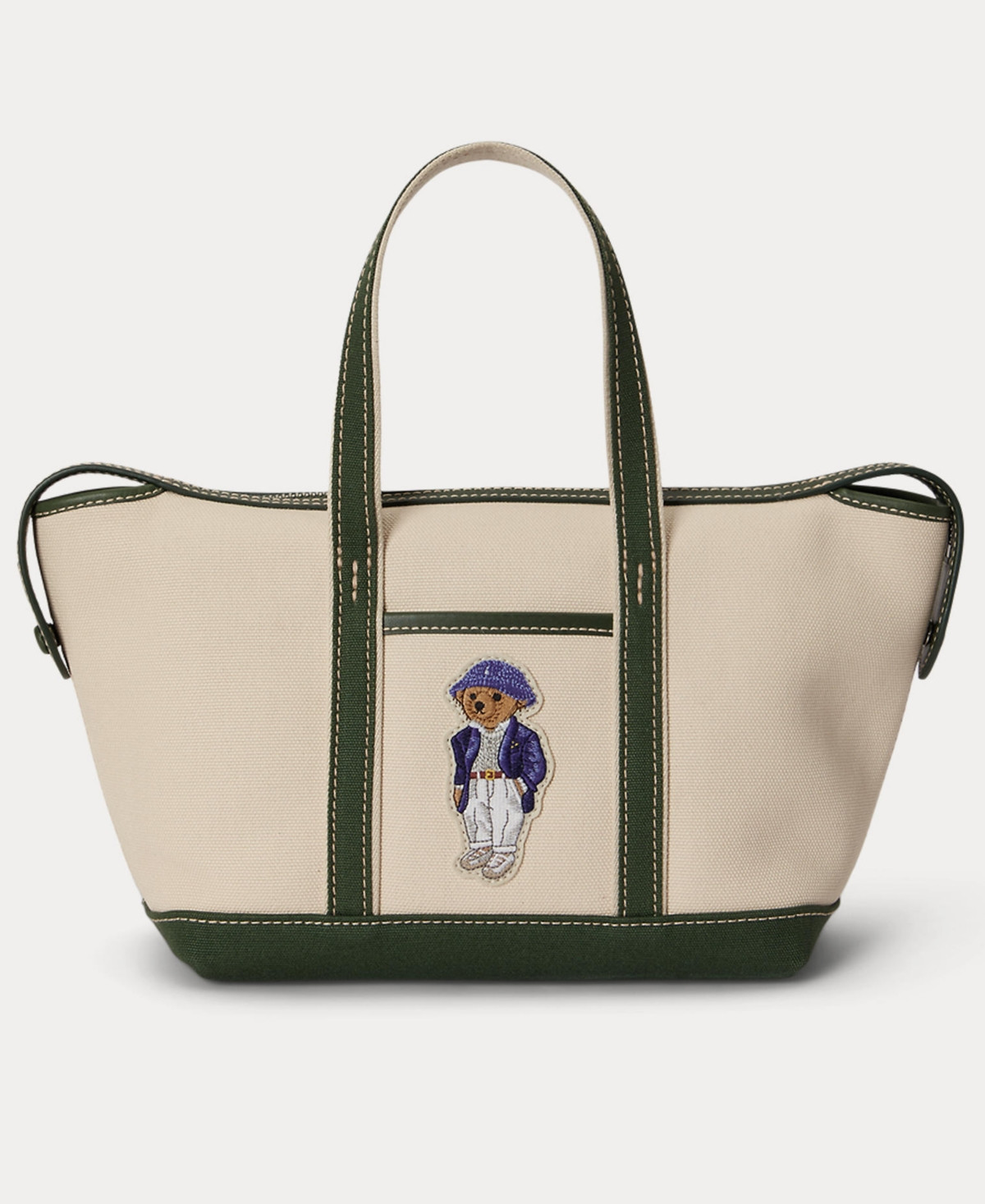 Polo Ralph Lauren Holiday Bear Canvas Mini Shopper Tote - Ecru/Juniper | Macy's