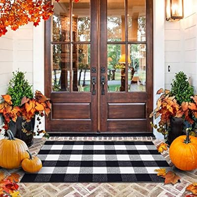 All Prime Buffalo Plaid Rug - Extra Large 28" x 43" Pure Black and White Rug for Indoor & Outdoor... | Amazon (US)