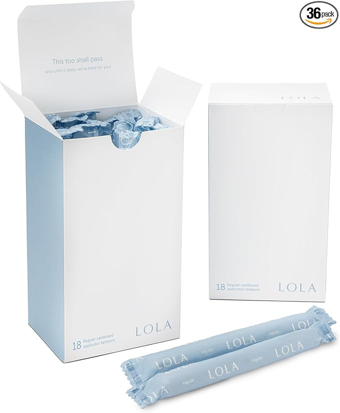 LOLA Organic Cotton Tampons with Cardboard Applicator, 36 Count (2 Packs of 18) - Tampons Regular... | Amazon (US)