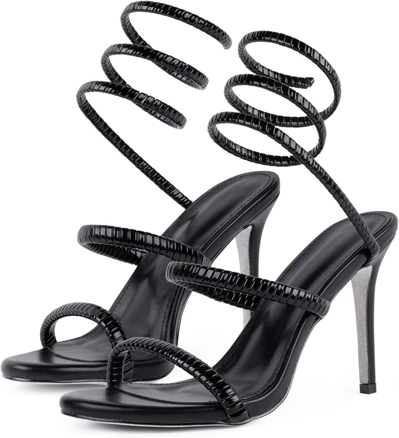 perixir Gold Heels for Women, High Heels with Spiral, 4.17" Stiletto Heeled Sandals for Dressy Wo... | Amazon (US)