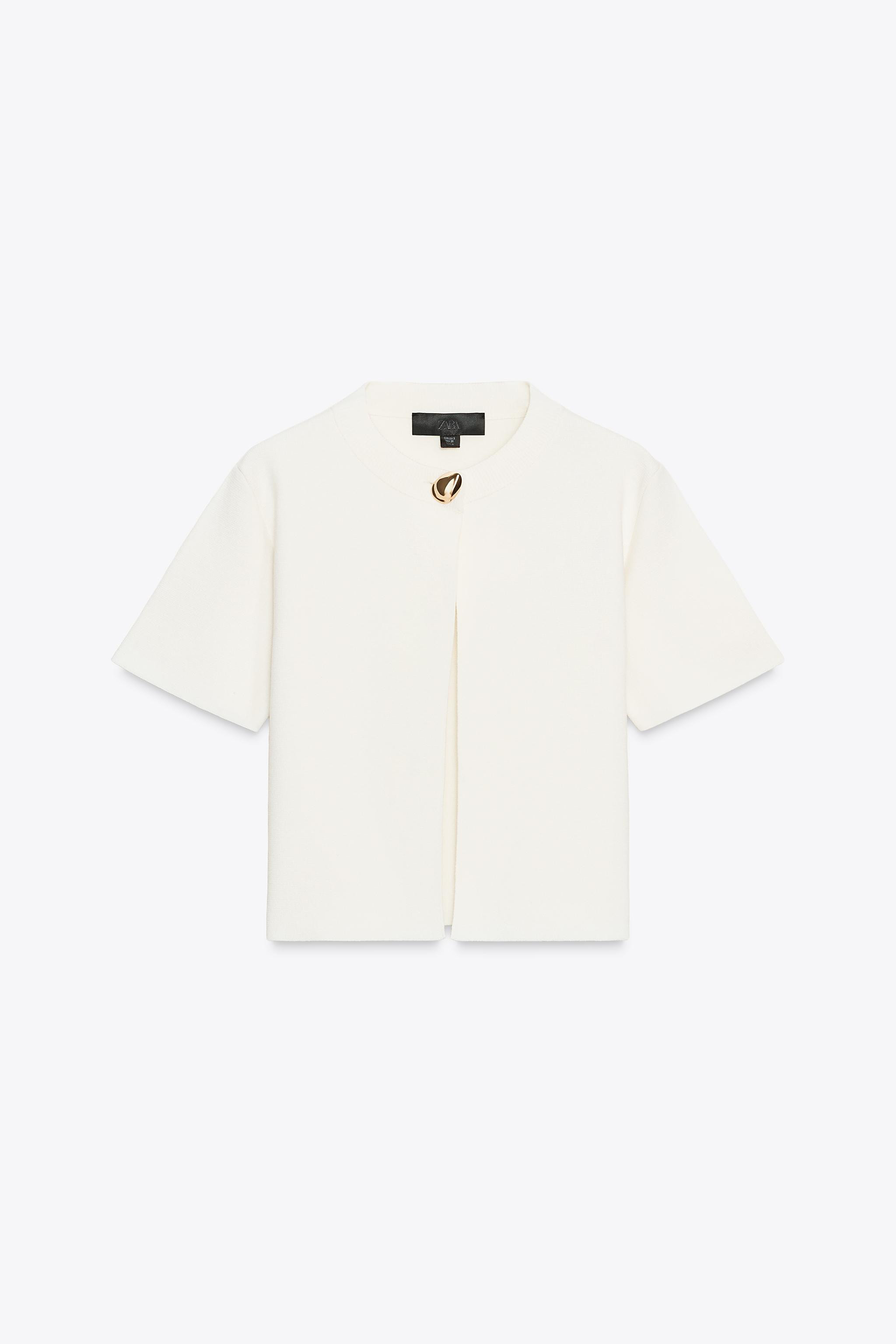 SHORT SLEEVE KNIT CARDIGAN | Zara US