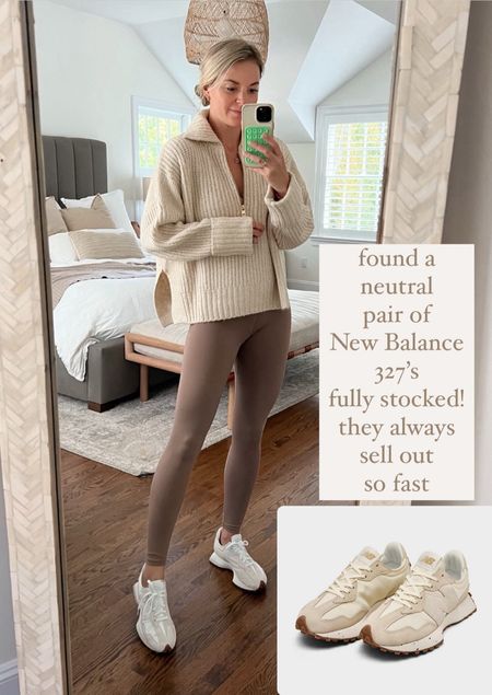 My sneakers are old from the NSALE, but finally found a neutral pair of 327s in stock! Only $100 and fit tts 
•small sweater 
•small leggings 

#LTKfindsunder100 #LTKstyletip #LTKshoecrush
