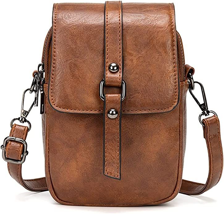 Women Vintage Crossbody Phone Bag, Small Messenger Shoulder Bag Cash Handbag Wallet Purse | Amazon (US)
