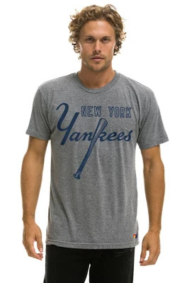 NY YANKEES BOLT CREW TEE - HEATHER | Aviator Nation