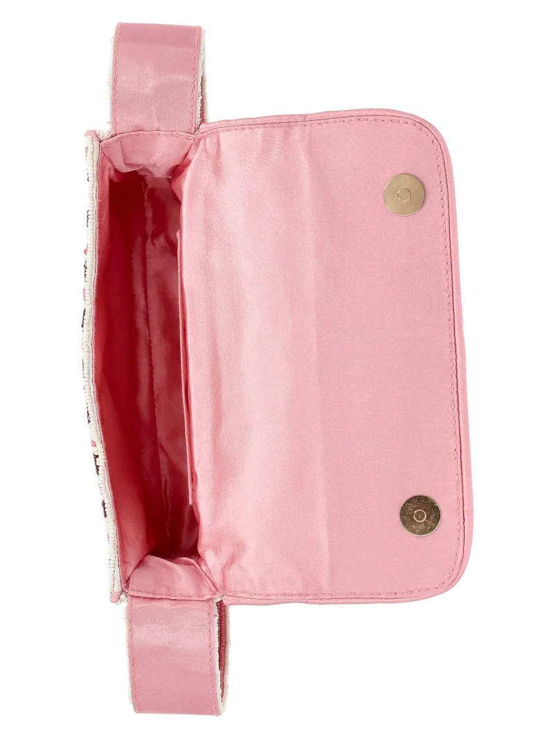 Scoop Women's Beaded Flap Shoulder Bag, Pink Print | Walmart (US)