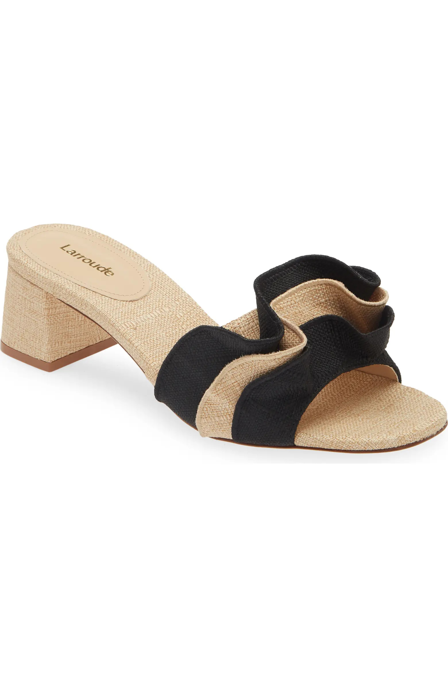 Larroudé Brigite Ruffle Raffia Sandal (Women) | Nordstrom | Nordstrom