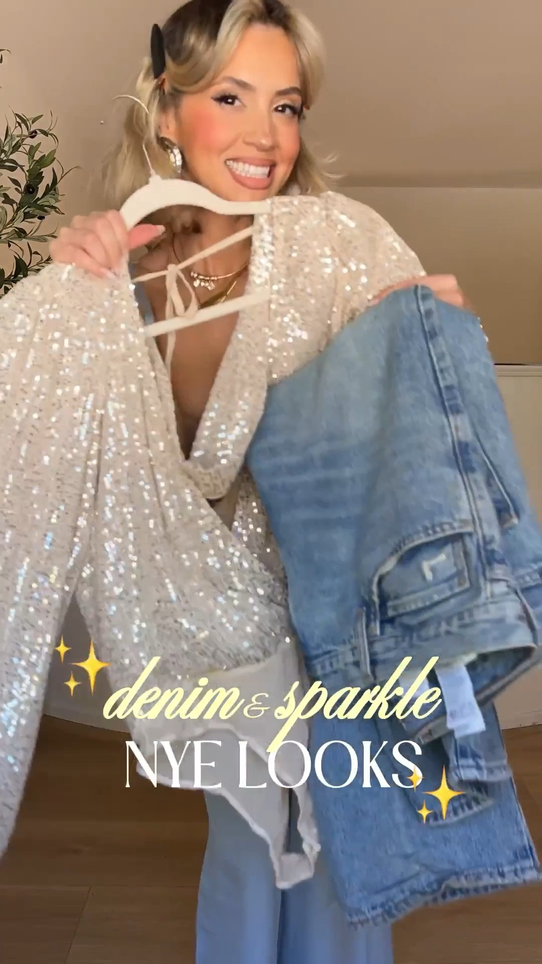 Denim & sparkle: my favorite category ✨🥰

✔️Look 1: 94 baggy jeans in size 28// small in top from Lulus 
✔️Look 2: small in jumpsuit (actually great stretch)//Exact Denim blazer is super old & discontinued. The one from Macys is nearly identical! 
✔️Look 3: XS in gold sequin skirt (good stretch) //small in denim button up //button up size 2 J crew 
✔️Look 4: XS in white sequin dress from Macys! 
✔️Look 5: size 27 in black Ribcage jeans from Levi's//small in grey sequin top
✔️Look 6: size 0 in midi skirt from Walmart// small in burgundy sequin top 



#LTKHoliday #LTKFindsUnder100 #LTKgrwm
