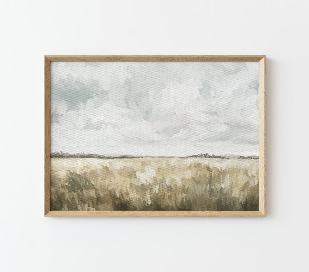 Country landscape Print, Landscape Printable Wall Art, Fall Grass Field Vintage Style Oil Paintin... | Etsy (US)
