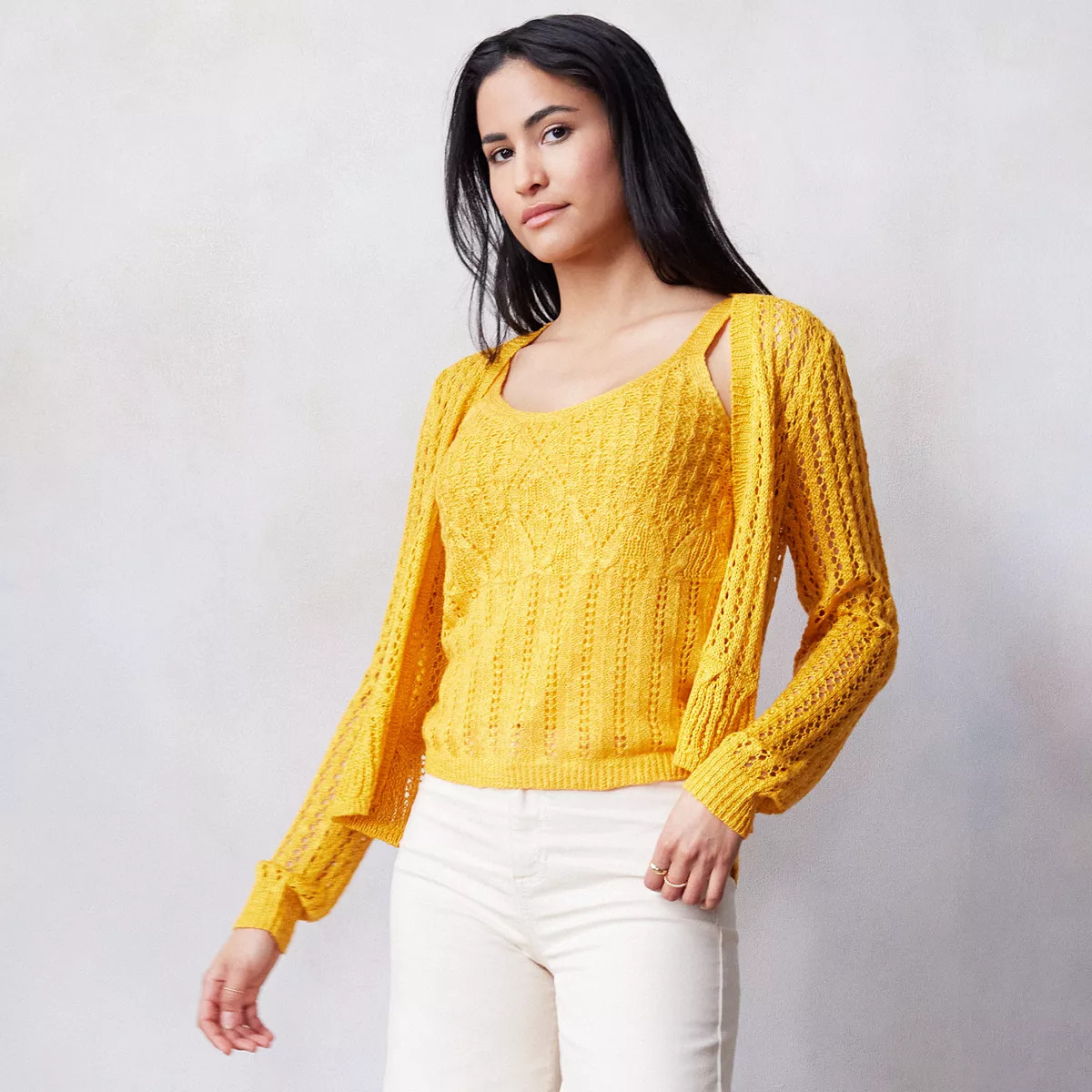 Women's LC Lauren Conrad Flounce Ruffle Cardigan | Kohl's