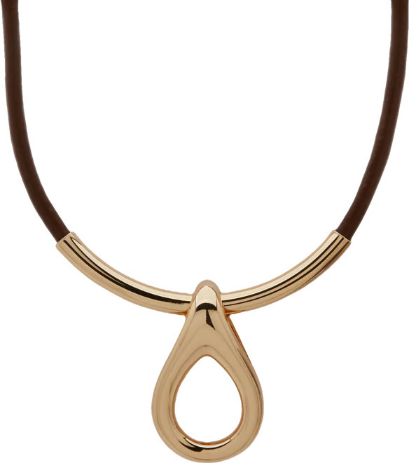 Gold-Tone Rounded Teardrop Leather Pendant Necklace, 16" + 3" extender | Macy's