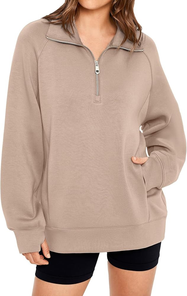 Glamaker Womens Half Zip Oversized Sweatshirt Fleece Pullover Tops Fall Fashion Outfits 2024 Y2k ... | Amazon (US)