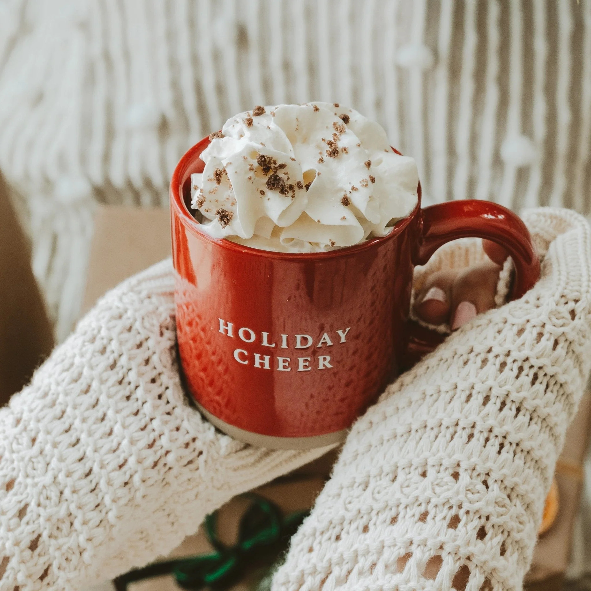 Holiday Cheer 14oz. Red Stoneware Coffee Mug - Decor Steals | Decor Steals
