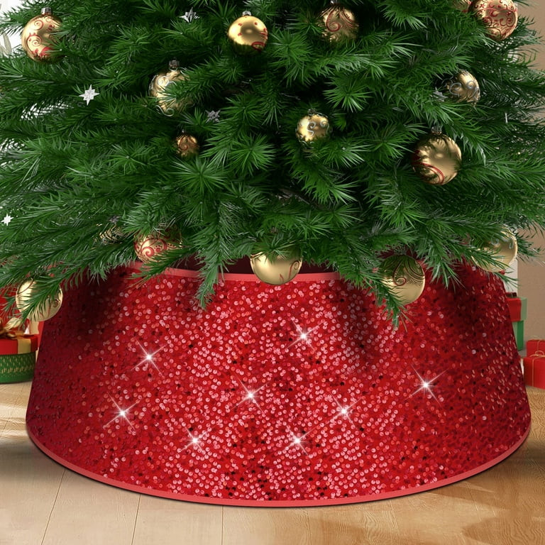 Yexmas 34" Sequin Christmas Tree Collar,Tree Bottom Base,Foldable Bottom Decoration for Christmas... | Walmart (US)